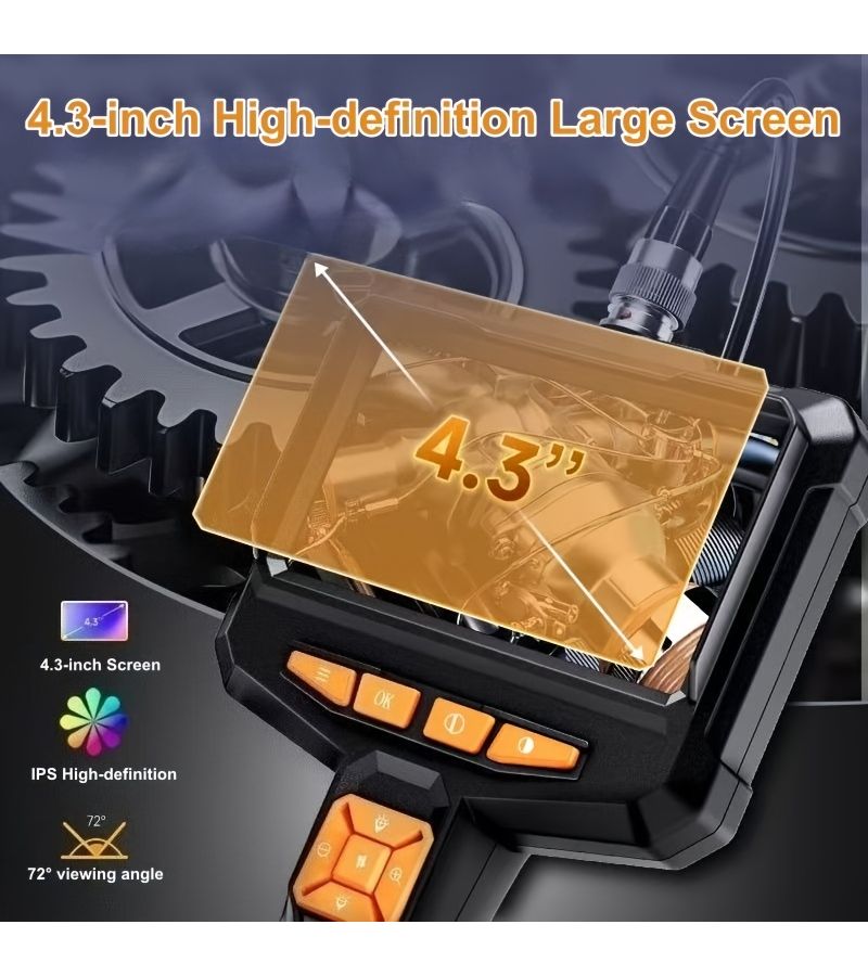 Industrial Handheld Endoscope 16 4ft Semi Rigid Cable IP67 Waterproof with 4 3 Inch HD Screen And 8 Adjustable LEDs For Automotive Repair Appliance Testing And Inspection - Image 2