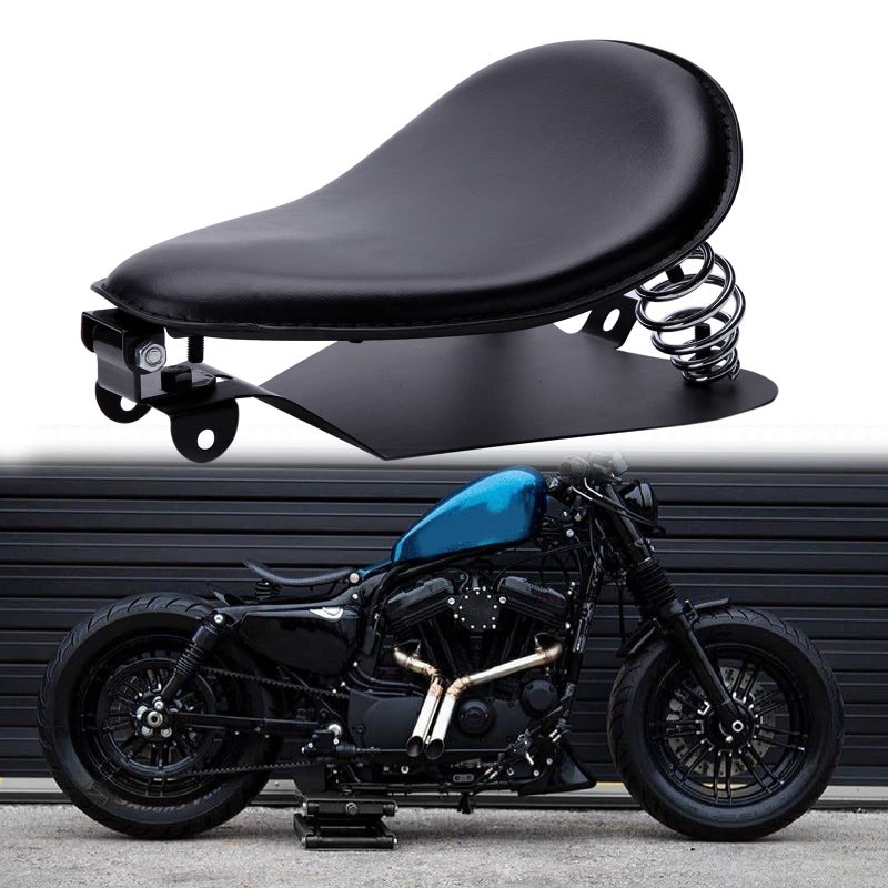Custom Black Motorcycle Cushion Spring Solo Seat Baseplate Mounting Bracket Kit for Sportster XL1200 883 48 Dyna Softail Fatboy Custom