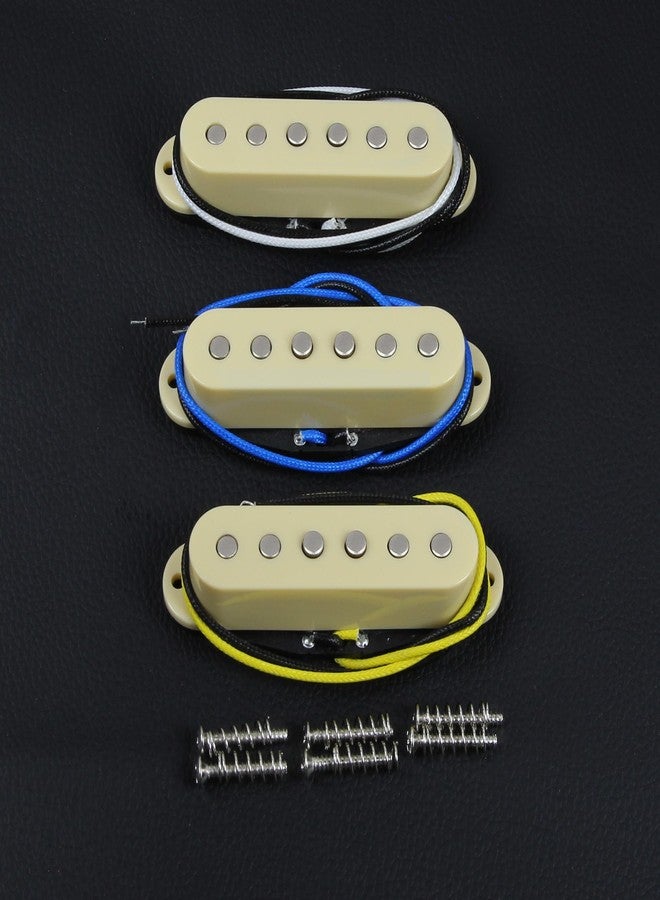 FLEOR Single Coil Pickup Alnico 5 Strat Pickups Guitar Neck/Middle/Bridge Pickups Staggered for Squier Stratocaster Pickups Replacement, Cream - Image 4