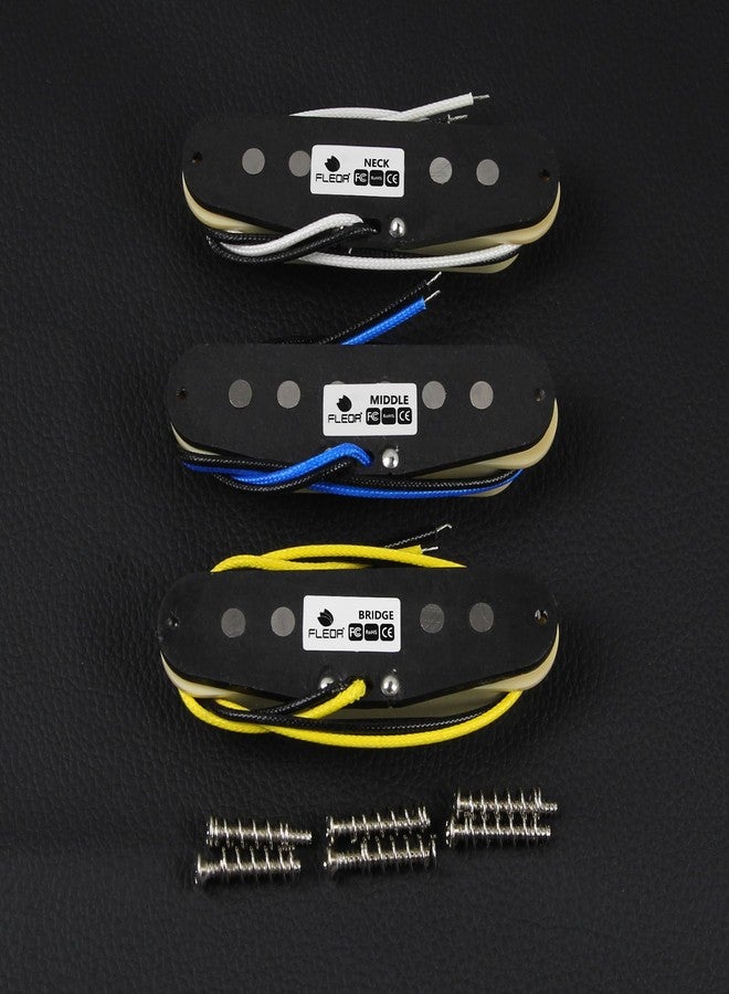 FLEOR Single Coil Pickup Alnico 5 Strat Pickups Guitar Neck/Middle/Bridge Pickups Staggered for Squier Stratocaster Pickups Replacement, Cream - Image 5