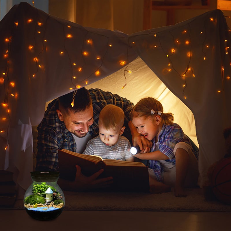 🐾 حوض أسماك مع غطاء مضيء LED لتزيين الغرفة - Image 5
