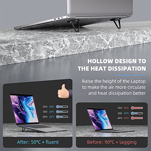 ZELMINE Laptop Stand for Desk, Portable Anti-Slip Keyboard Riser, Zinc Alloy Keyboard Stands, Computer Stand Compatible with MacBook Air/Pro, 10-15.6 Inches Laptops and Keyboards (Black) - Image 3