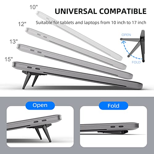 ZELMINE Laptop Stand for Desk, Portable Anti-Slip Keyboard Riser, Zinc Alloy Keyboard Stands, Computer Stand Compatible with MacBook Air/Pro, 10-15.6 Inches Laptops and Keyboards (Black) - Image 5