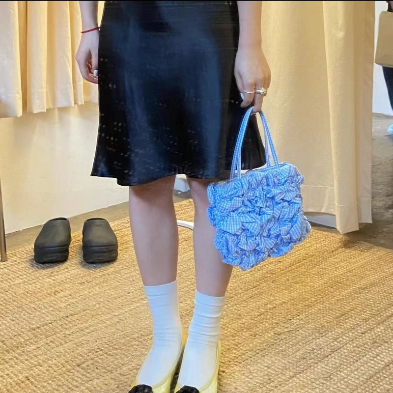 Hai Pleated Mini Tote Bag with Plaid Pattern - Image 4