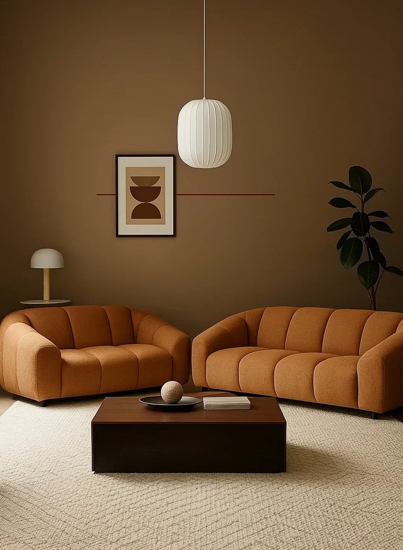 LOFT CUSHY,SOFA SET, 3+2.5 SEATER,FABRIC,COPPER,BLACK LEG A33-5/2069  - Image 1