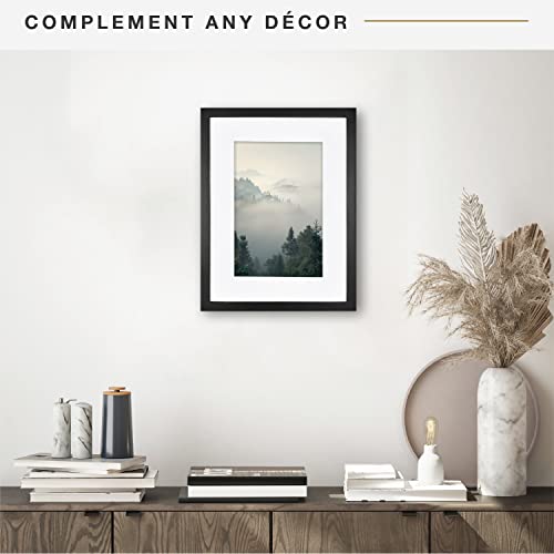 MCS Gallery Wooden Frame for Canvas, Art Boards, Photos and more, Black, 12x16 with 8x12 Mat - Image 2