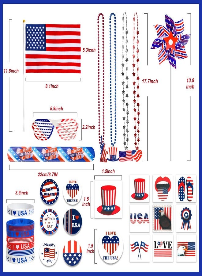MGparty 4th of July Accessories, 138Pcs Patriotic Party Favors Supplies Set Fourth of July Decorations Independence Day Celebrations Memorial Day Decor Classroom Prizes for kids - Image 3
