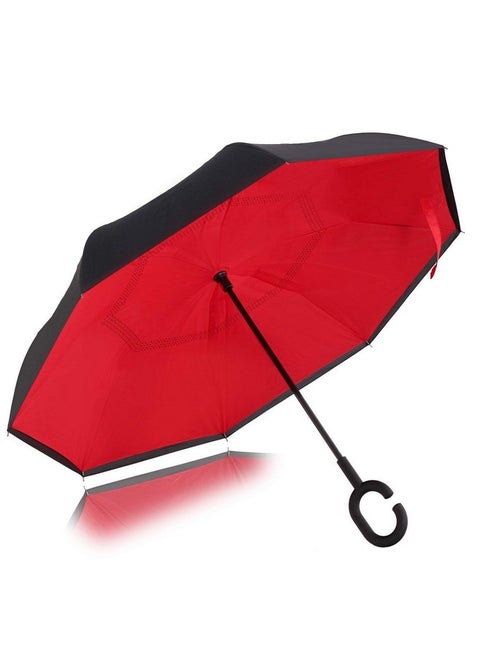 The Best Reverse Windproof Umbrella Inside Out Umbrella With C-Shaped Hands Free Handle For Women And Men Multi Color 1 Pcs (Print May Very)