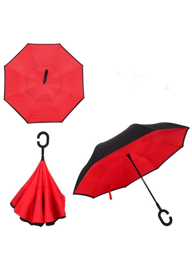 The Best Reverse Windproof Umbrella Inside Out Umbrella With C-Shaped Hands Free Handle For Women And Men Multi Color 1 Pcs (Print May Very)