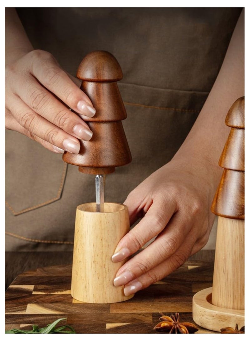 general Wood Pepper Mill, 6.10-inch Acacia Wood Pepper Grinder Set, Refillable Spice Tool, Seasoning Mill with Adjustable Coarseness from Fine to Coarse - Image 4