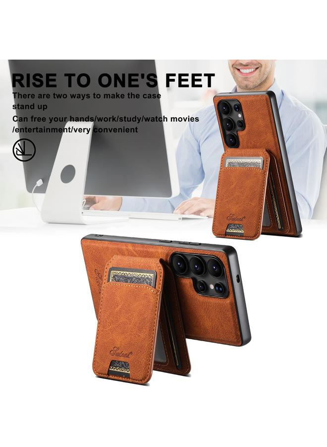 Suteni Case For Samsung Galaxy S25+ 5G H16 Litchi Texture Leather Detachable Wallet Back Phone Case - Image 5