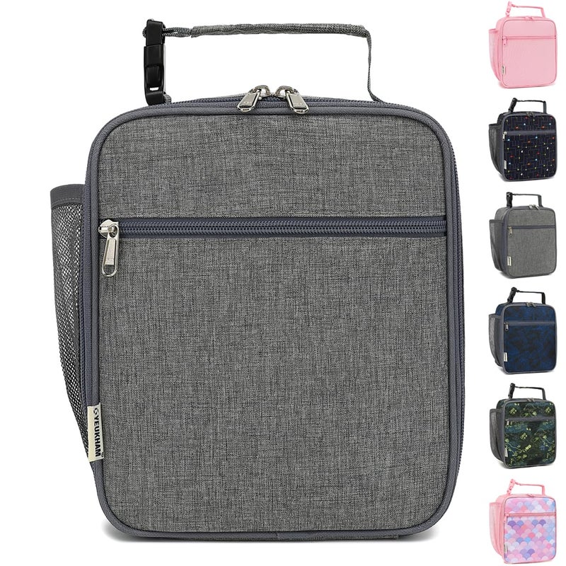 GYEUKHAM Lunch Box for Kids Boys Girls Men Women Insulated Small Soft Cooler Lunch Bag Kit for School Work Picnic Travel Reusable Portable lunchbox Grey