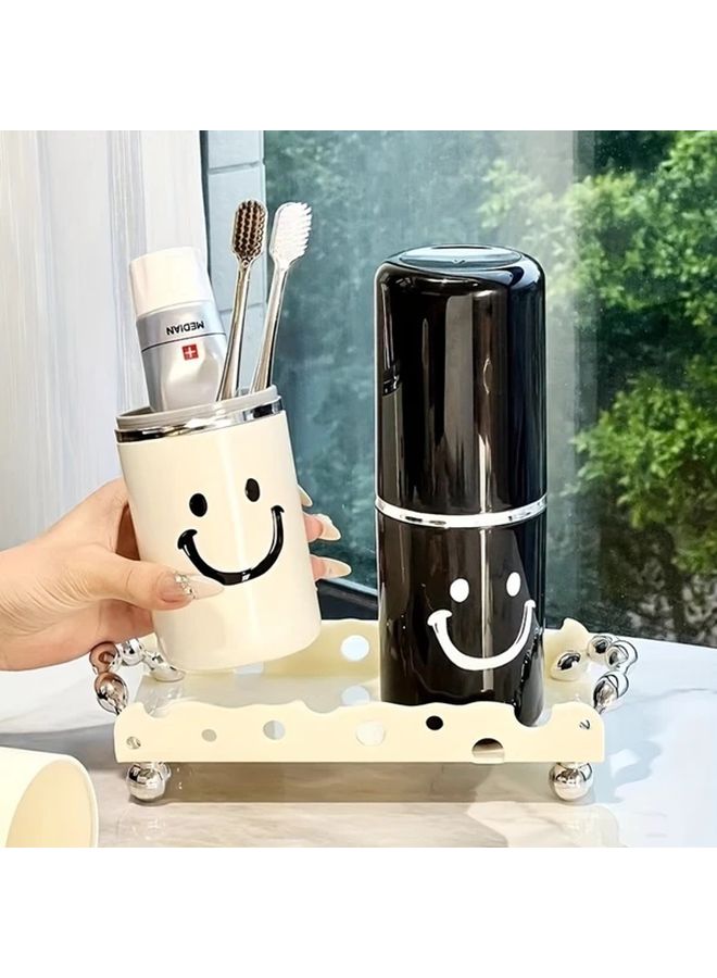 White 1pc Portable Toothbrush Travel Cup For Family Bathroom And Holiday Gift Use - Image 1