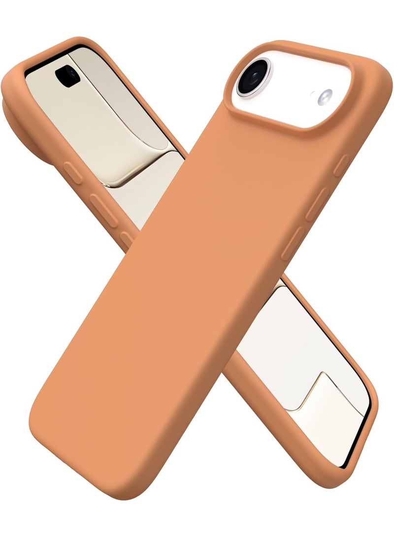 أكاليكس جراب سيليكون متوافق مع iPhone 17 Air، جراب هاتف سيليكون سائل رفيع مع مصد مطاطي ناعم مقاوم للصدمات مكون من 3 طبقات مع بطانة من مادة TPU (برتقالي باهت) - Image 1