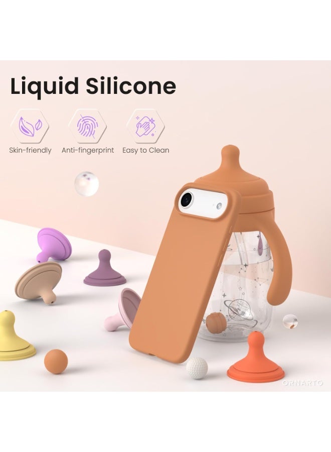 أكاليكس جراب سيليكون متوافق مع iPhone 17 Air، جراب هاتف سيليكون سائل رفيع مع مصد مطاطي ناعم مقاوم للصدمات مكون من 3 طبقات مع بطانة من مادة TPU (برتقالي باهت) - Image 2