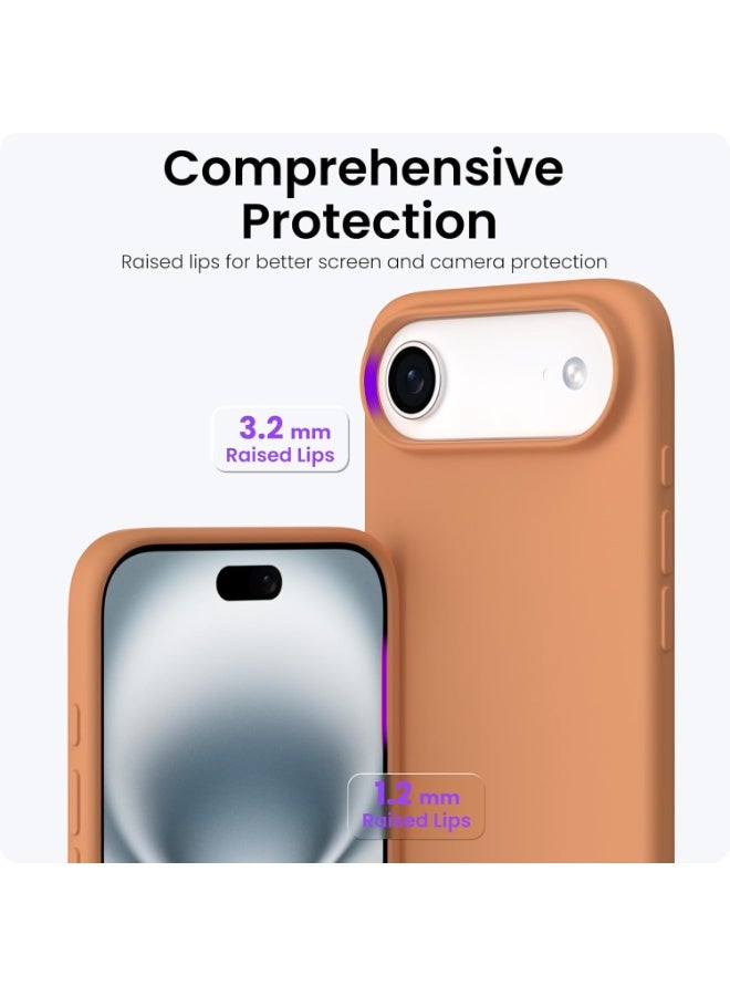 أكاليكس جراب سيليكون متوافق مع iPhone 17 Air، جراب هاتف سيليكون سائل رفيع مع مصد مطاطي ناعم مقاوم للصدمات مكون من 3 طبقات مع بطانة من مادة TPU (برتقالي باهت) - Image 4