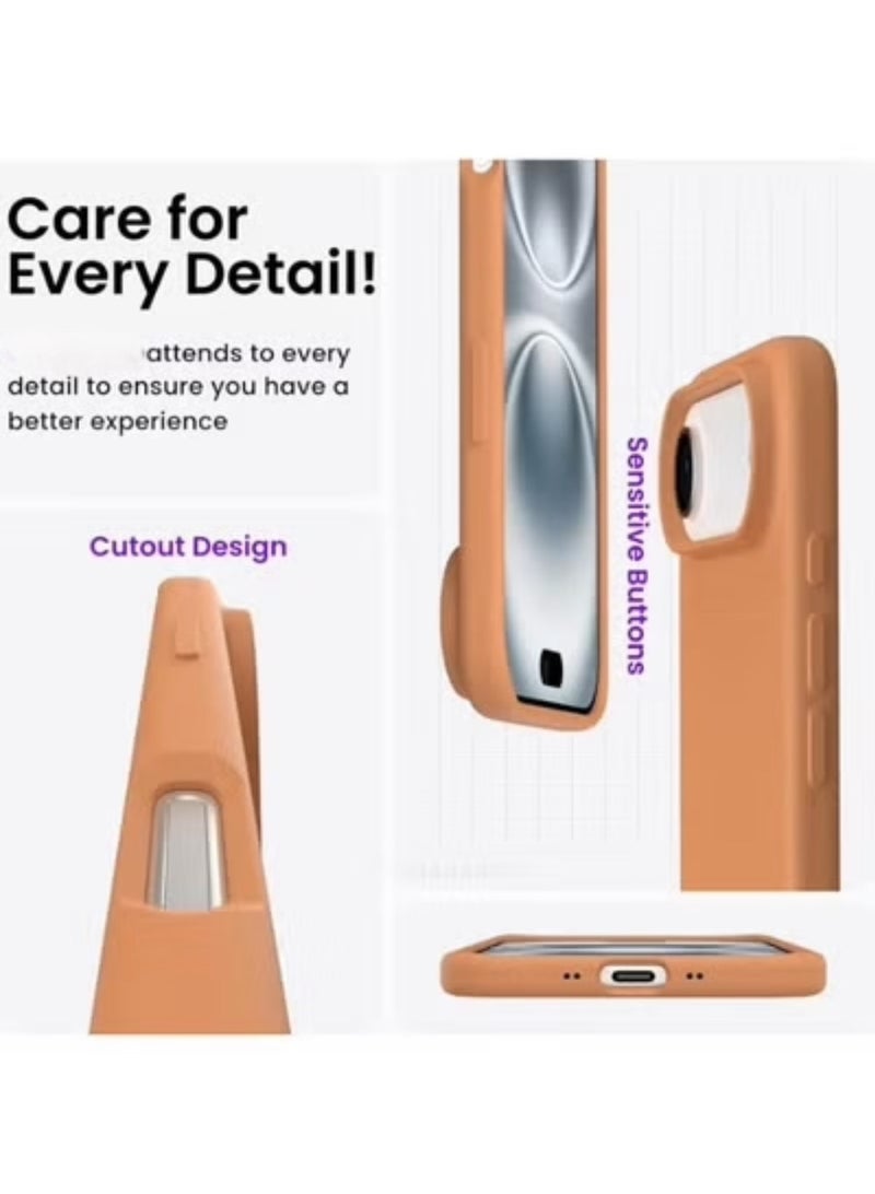 ACLIX Silicone Case Compatible with iPhone 17 Air, Slim Liquid Silicone Phone Case with 3-Layer Soft Rubber Shockproof Bumper with TPU Lining (faded orange) - Image 4