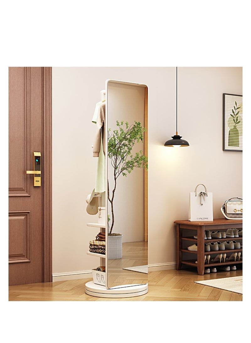 Y&D Full-Length Mirror Standing Modern and Simple Oval 360° Rotating Storage Partition Floor Rolling Dressing Mirror Wooden Movable Three-Dimensional Large Mirror 170*50cm - Image 2
