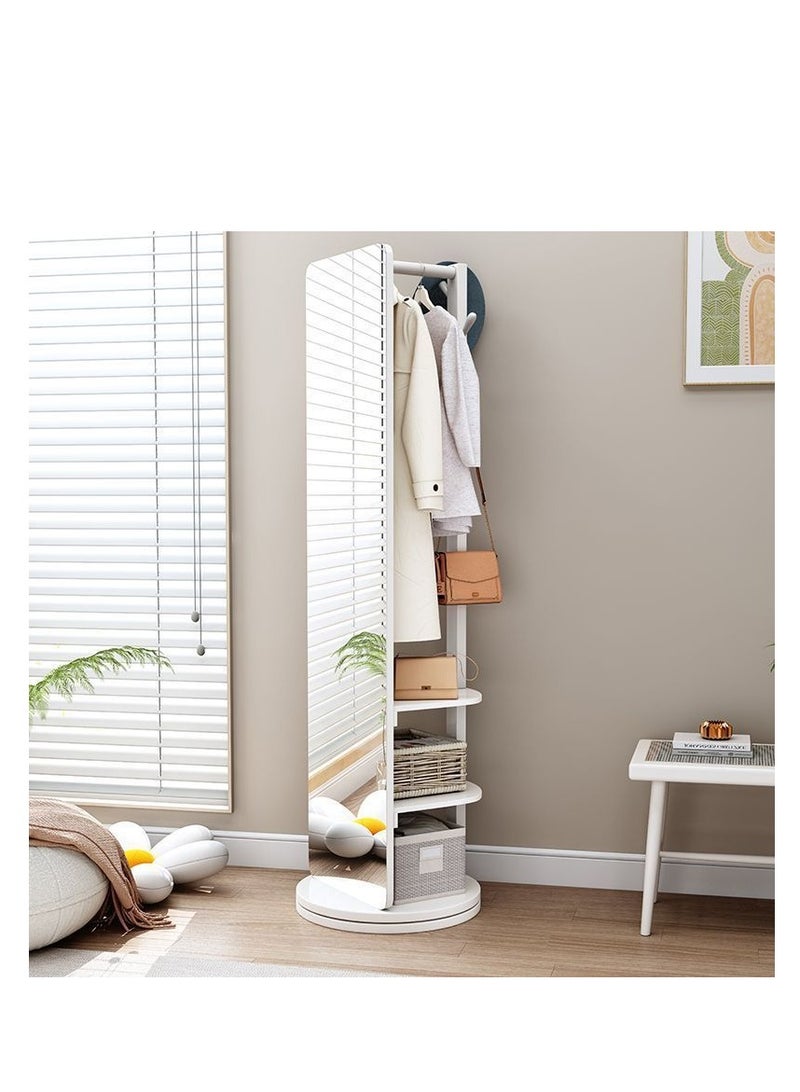 Y&D Full-Length Mirror Standing Modern and Simple Oval 360° Rotating Storage Partition Floor Rolling Dressing Mirror Wooden Movable Three-Dimensional Large Mirror 170*50cm - Image 1