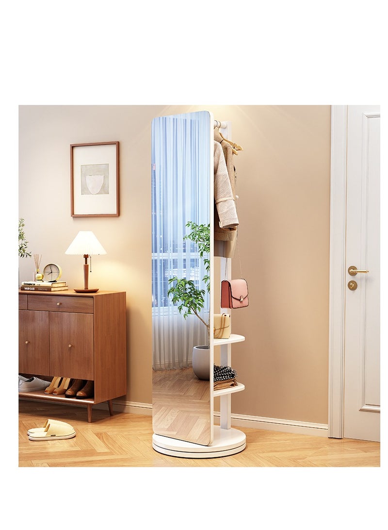 Y&D Full-Length Mirror Standing Modern and Simple Oval 360° Rotating Storage Partition Floor Rolling Dressing Mirror Wooden Movable Three-Dimensional Large Mirror 170*50cm - Image 3