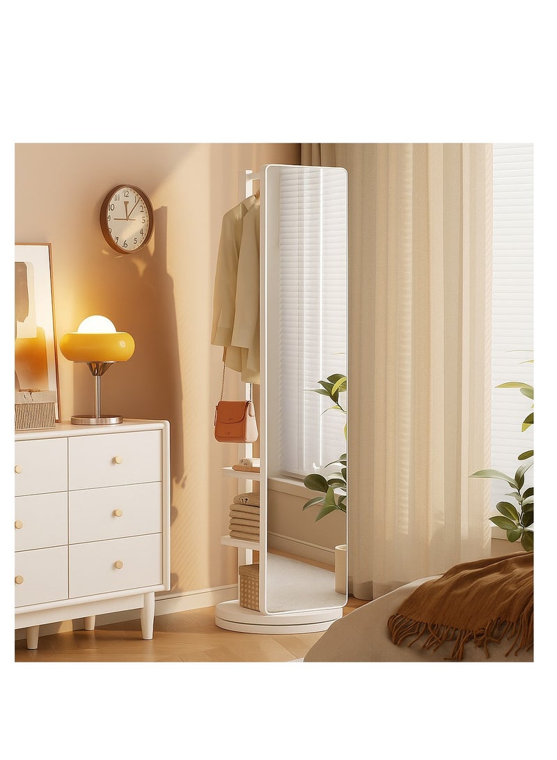 Y&D Full-Length Mirror Standing Modern and Simple Oval 360° Rotating Storage Partition Floor Rolling Dressing Mirror Wooden Movable Three-Dimensional Large Mirror 170*50cm - Image 4