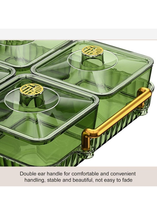 Bukela Divided Serving Tray with Lid and Handle, 4/6 Compartment Snackle Box Divided Snack Platter, Snack Serving Tray Organizer Food Storage Box for Dried Fruits Candy Nuts Snacks, Snack Container P-Arty - Image 2