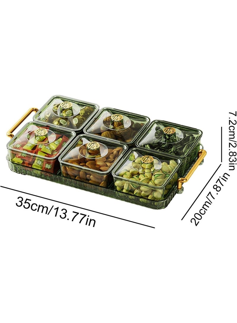 Bukela Divided Serving Tray with Lid and Handle, 4/6 Compartment Snackle Box Divided Snack Platter, Snack Serving Tray Organizer Food Storage Box for Dried Fruits Candy Nuts Snacks, Snack Container P-Arty - Image 3