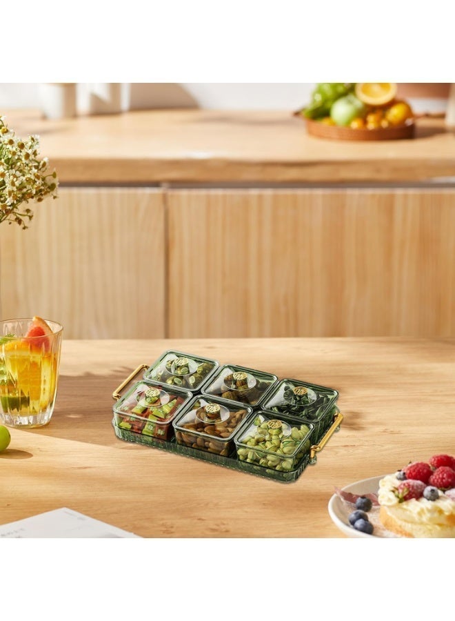 Bukela Divided Serving Tray with Lid and Handle, 4/6 Compartment Snackle Box Divided Snack Platter, Snack Serving Tray Organizer Food Storage Box for Dried Fruits Candy Nuts Snacks, Snack Container P-Arty - Image 5