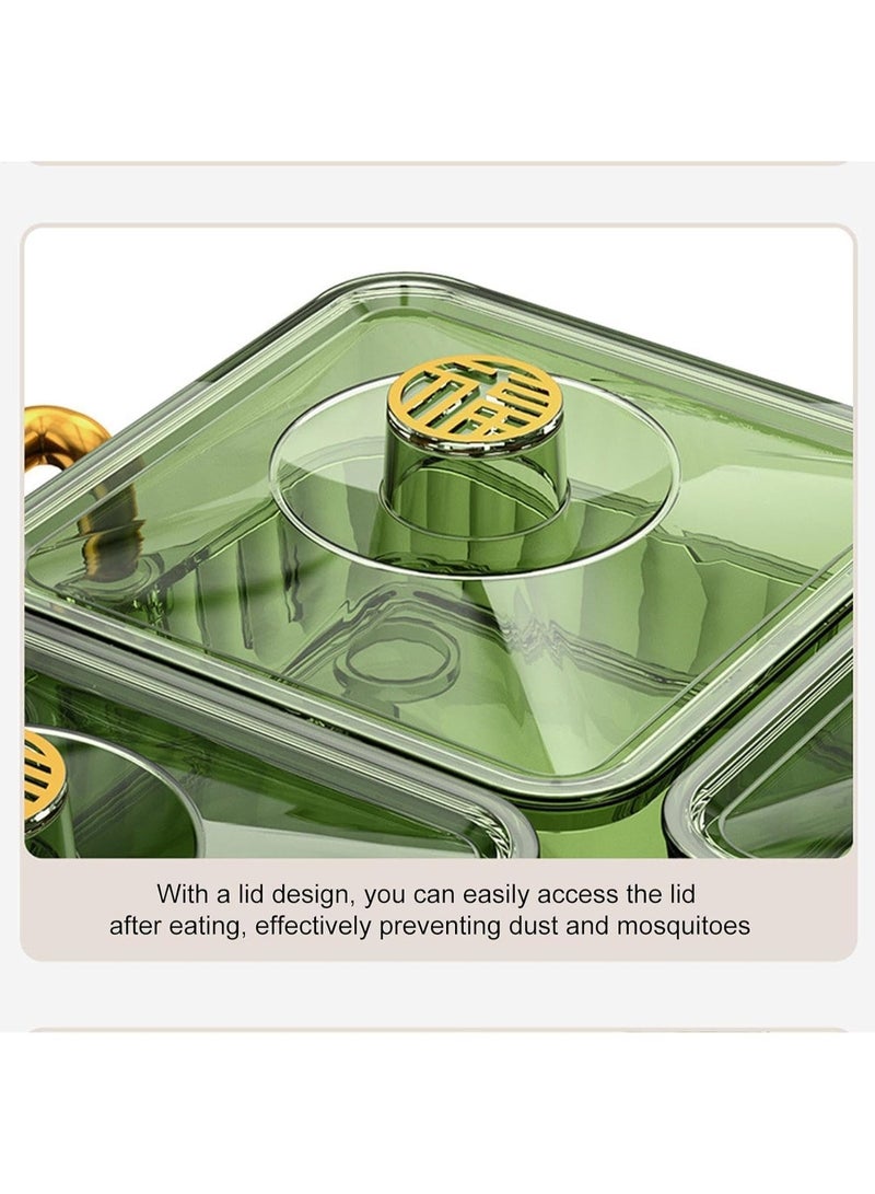 Bukela 6 Compartment Divided Serving Tray with Lid and Handle, Food Storage Box Snack Platter, Snack Serving Tray Organizer for Dried Fruits Candy Nuts Snacks, Snack Container For Wedding Home Gatherings Holidays,Brown - Image 5