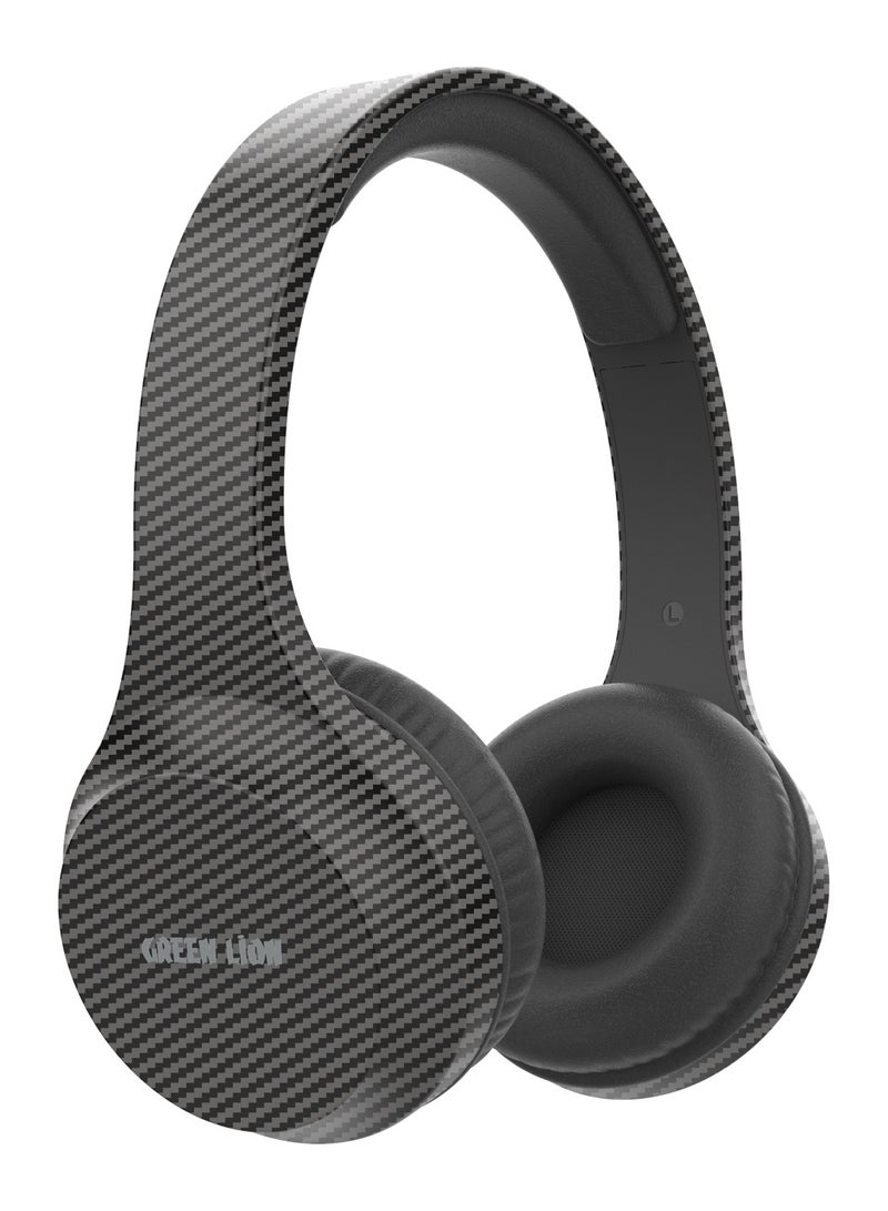 GREEN LION Carbon Beat Headphone / Transparent Sound / Significant Working Hours / Considerable Range Distance / Microphone / Aux Support / 40mm Driver / V5.3 Bluetooth / Durable - Black - Image 1