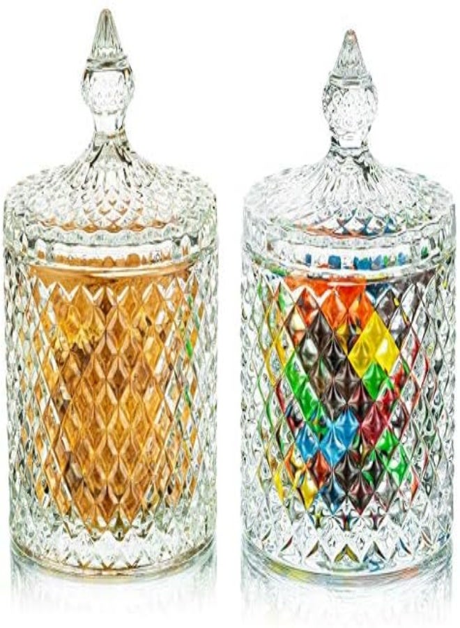 AKDC Glasseam Glass Candy Jars With Lids: Crystal Candy Dish Decorative Jars Candy Bowl Clear Candy Jar Apothecary Jars Candy Containers For Candy Buffet Party Wedding Display Pothecary Flour 600Ml+600Ml - Image 1