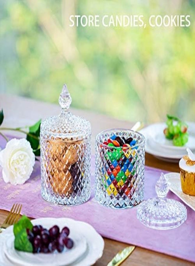 AKDC Glasseam Glass Candy Jars With Lids: Crystal Candy Dish Decorative Jars Candy Bowl Clear Candy Jar Apothecary Jars Candy Containers For Candy Buffet Party Wedding Display Pothecary Flour 600Ml+600Ml - Image 3