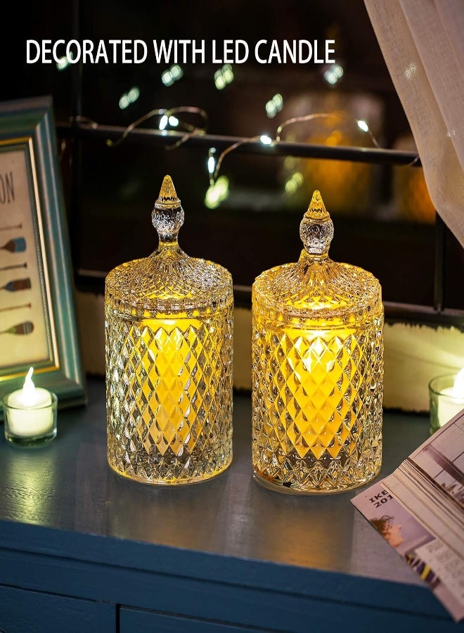 AKDC Glasseam Glass Candy Jars With Lids: Crystal Candy Dish Decorative Jars Candy Bowl Clear Candy Jar Apothecary Jars Candy Containers For Candy Buffet Party Wedding Display Pothecary Flour 600Ml+600Ml - Image 4