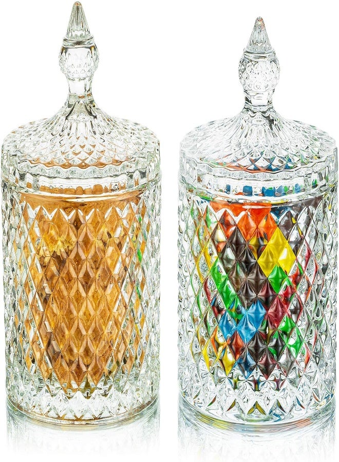 AKDC Glasseam Glass Candy Jars With Lids: Crystal Candy Dish Decorative Jars Candy Bowl Clear Candy Jar Apothecary Jars Candy Containers For Candy Buffet Party Wedding Display Pothecary Flour 600Ml+600Ml - Image 2