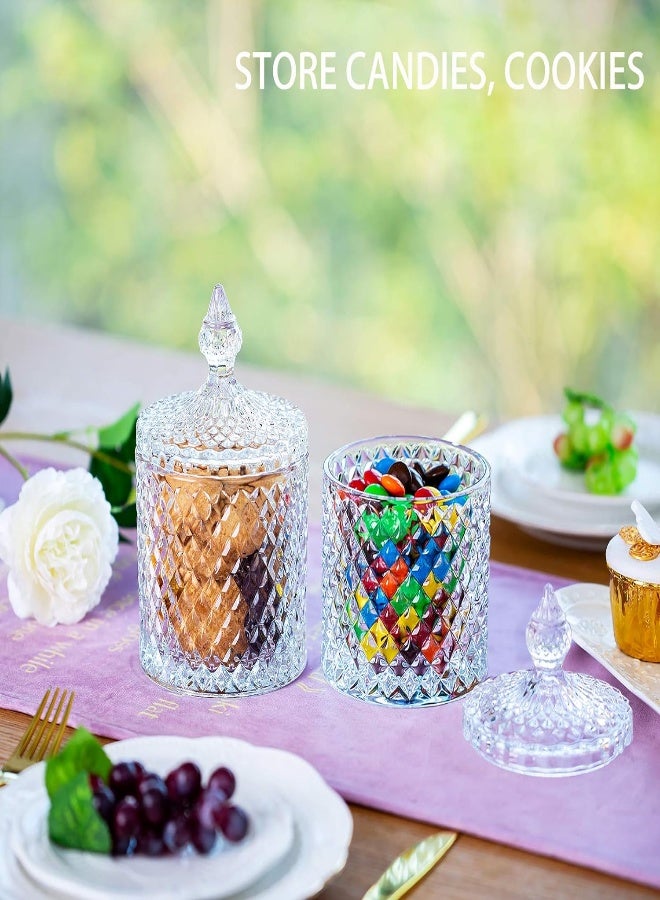 AKDC Glasseam Glass Candy Jars With Lids: Crystal Candy Dish Decorative Jars Candy Bowl Clear Candy Jar Apothecary Jars Candy Containers For Candy Buffet Party Wedding Display Pothecary Flour 600Ml+600Ml - Image 5