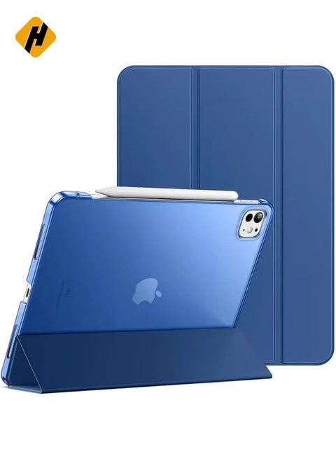 Navy Blue Slim Smart Cover Case for iPad Pro 13-Inch M4 (2024) - Hard Back Shell, Adjustable Stand, Auto Wake/Sleep Function
