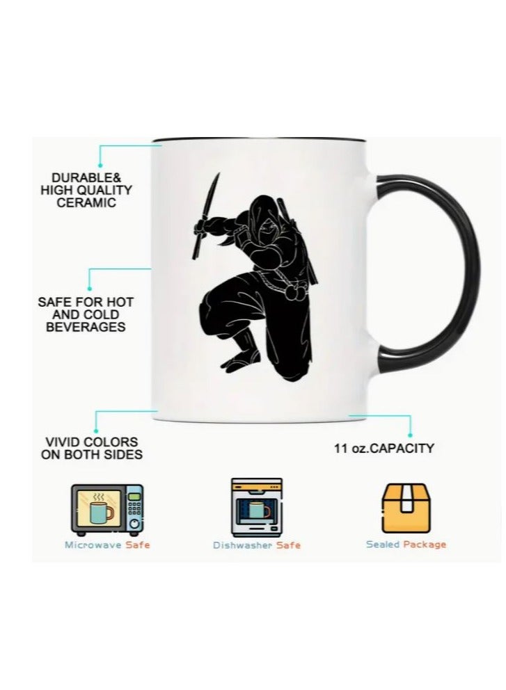 RYN Ninja-Themed 11oz Ceramic Coffee Mug - Perfect for Tea & Coffee, Ideal Gift for Family, Friends, and Classmates - Great for All Seasons - Image 3