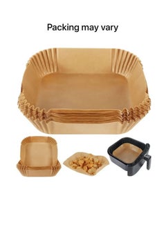 Generic 50 Pack Parchment Paper Air Fryer Trays Square Food Grade Paper Liner for Microwave Baking and Roasting, Food Grade Square Air Fryer Paper Pan Tray, Air Fryer Liner Kitchen Oven Accessories, Suitable for Air Fryer - Paper Tray - Hobby Frying Pan - Food Grade Safe for Microwave Baking and Roasting - Parchment Papers for Baking, Oil and Water Resistant  - Image 1