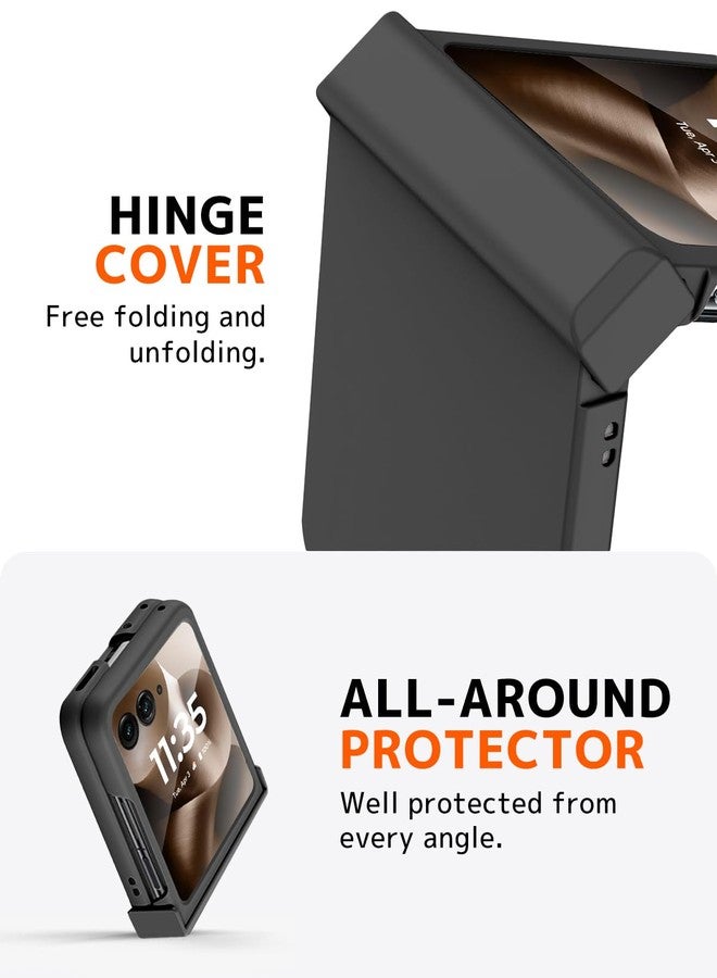 NINKI for Motorola Razr Ultra 2025 Case with Hinge Protector Cute,Slim Shockproof Protective Phone Cover for Motorola Razr 60 Ultra Cases for Moto Razr Ultra 2025 Case Hinge Protection Women Men Black - Image 3