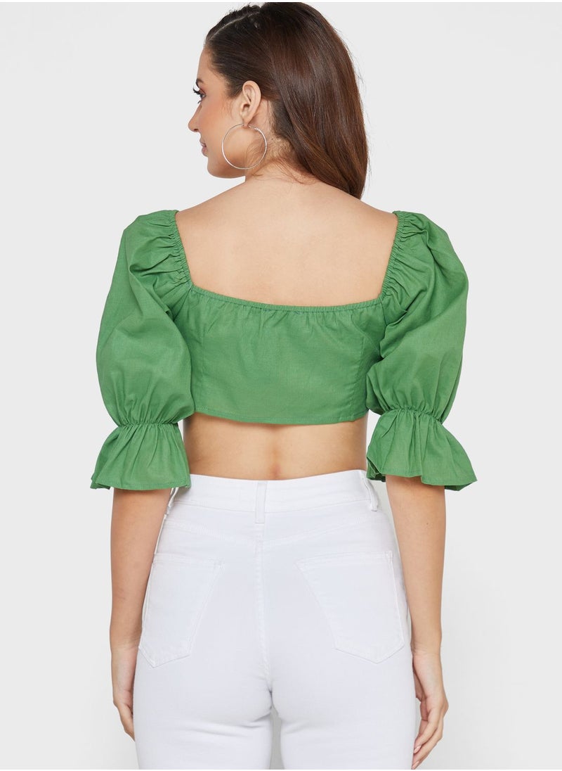 Ginger - Puff Sleeve Sweetheart Neck Top - Image 1