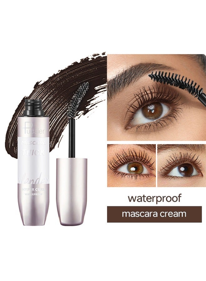 pudaier Mascara Thick-Volumizing Waterproof Mascara Natural Long-lasting Waterproof Silicone Brush 4D Mascara(Brown) - Image 2