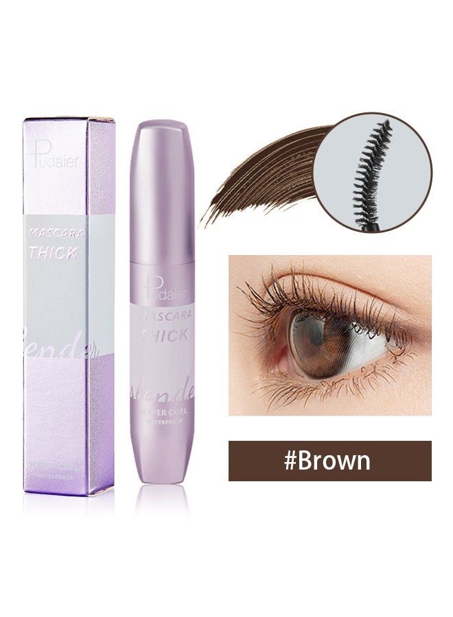 pudaier Mascara Thick-Volumizing Waterproof Mascara Natural Long-lasting Waterproof Silicone Brush 4D Mascara(Brown) - Image 1
