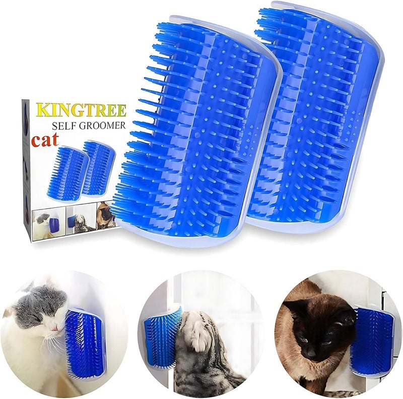 Kingtree Cat Corner Scratcher Self Groomer with Catnip, 2 Pack Softer Cat Face Scratchers Wall Corner Grooming Massage Combs for Long & Short Fur Cats - Image 1