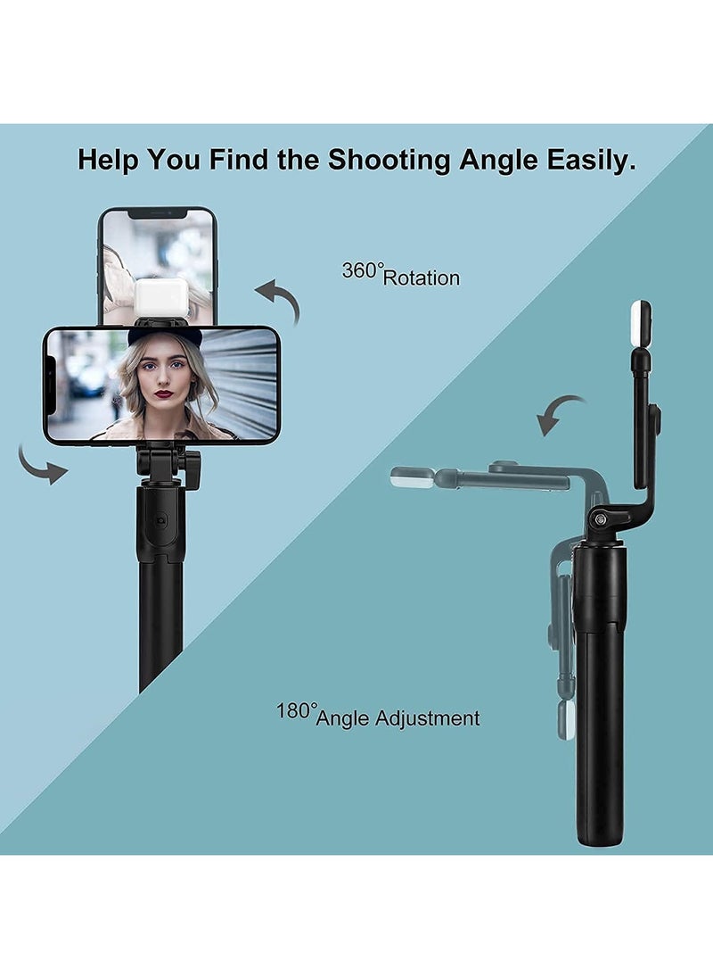 Premium - Selfie Stick Bluetooth Extendable Selfie Stick Tripod with Led Light Wireless Remote and Portable Tripod Stand Compatible for All iPhone and Android Smartphone - Image 1