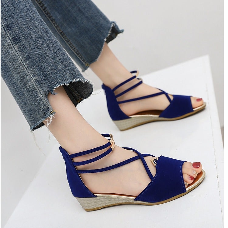 Women'S Sandals 2023 Wedge Peep Toe Bag Heel Roman Sandals - Image 4