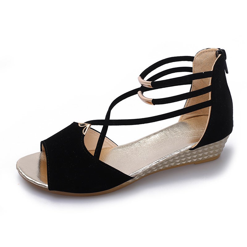 Women'S Sandals 2023 Wedge Peep Toe Bag Heel Roman Sandals - Image 1