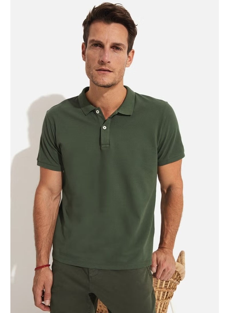 JUNE Men's Regular Fit 100% Cotton Polo Neck T-Shirt - Image 1