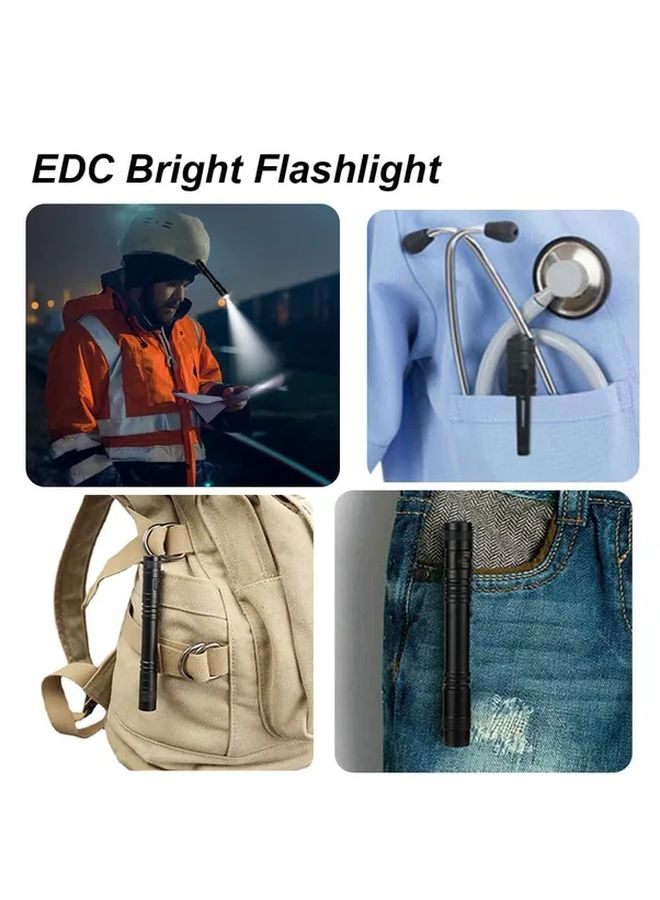 2pcs Rose Red Mini LED Pen Flashlight 7 Brightness 10 Hour Battery Aluminum Clip - Image 3