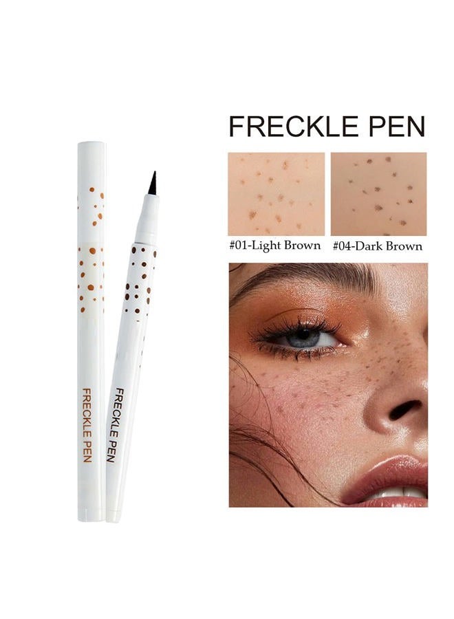 Aaiffey 2 Colors Freckle Pen Waterproof Long-lasting Quick Dry Small Spot Natural Lifelike Freckle Makeup Pen (Dark Brown) - Image 2