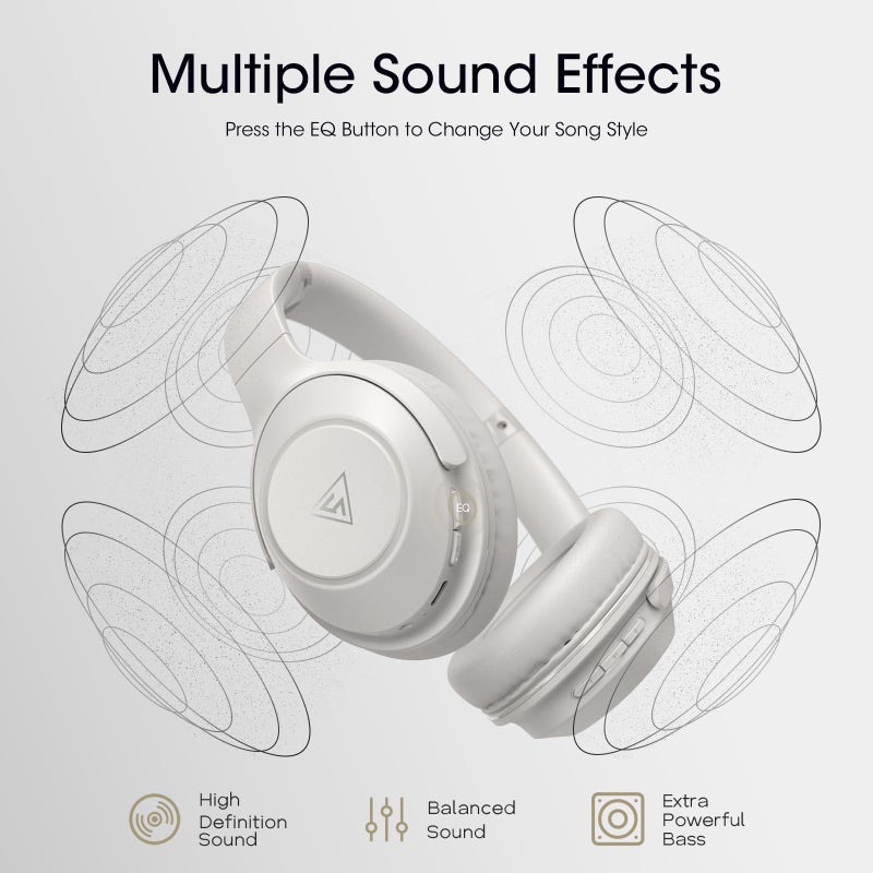 DOQAUS Bluetooth Headphones Over The Ear Wireless, 70H Playtime, 3 EQ Modes, HiFi Stereo with Deep Bass, Memory Foam Comfort for Travel, Gym, Workout, Phone, PC - Christmas Gifts Stocking Stuffers - Image 3